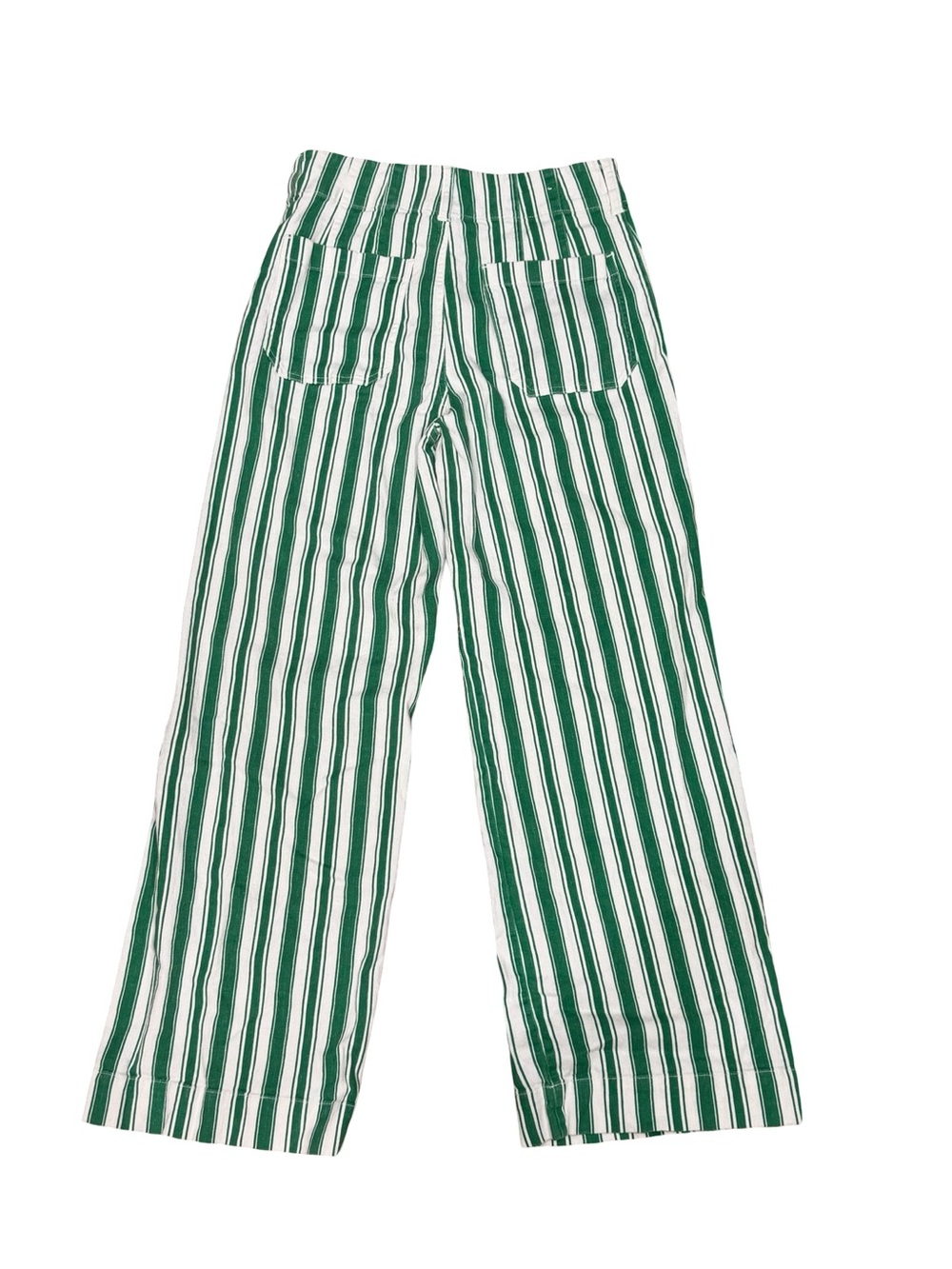 ๐ฟ Maeve Anthropologie The Colette Striped Wide-Leg Pants Green White Size 28 - Picture 14 of 14